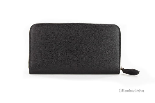 Burberry Elmore Black Branded Embossed Leather Continental Clutch Wallet