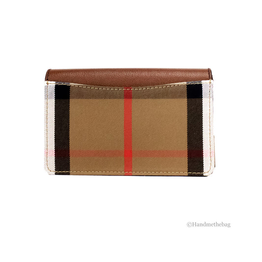 Burberry Hampshire Small House Check Tan Leather Crossbody