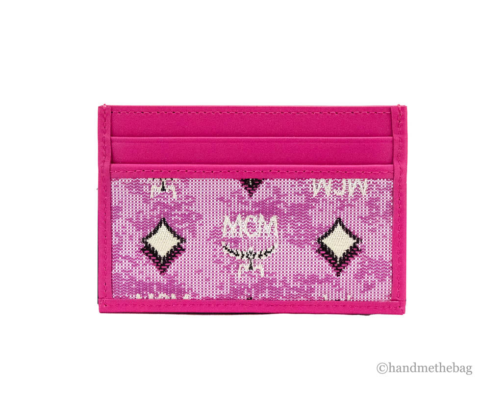 mcm vintage pink card case back on white background