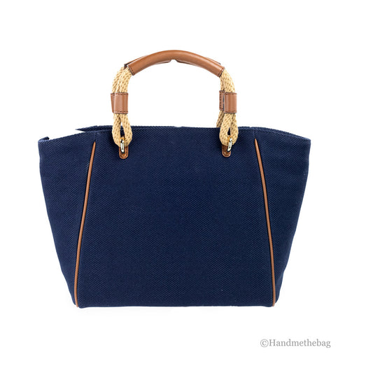 Michael Kors Talia Small Navy Canvas Grab Bag Tote