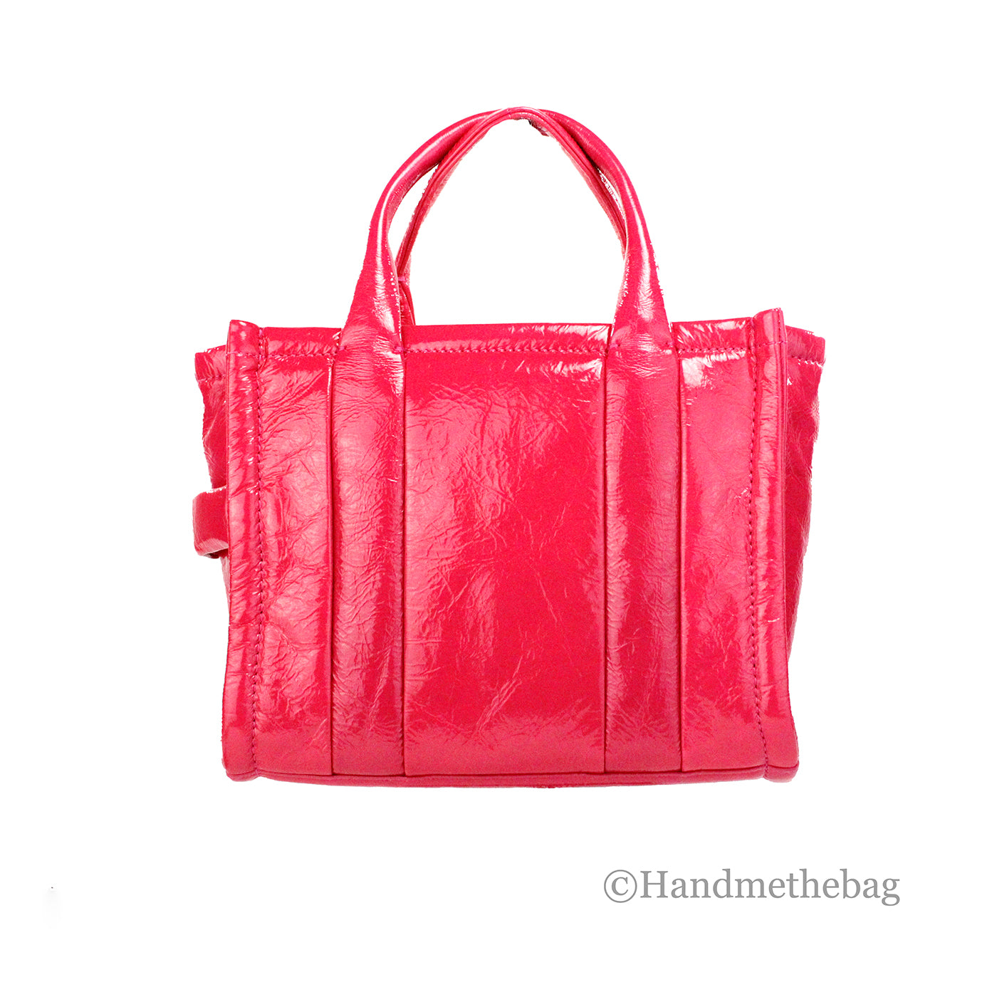 Marc Jacobs The Shiny Crinkle Mini Magenta Leather Tote