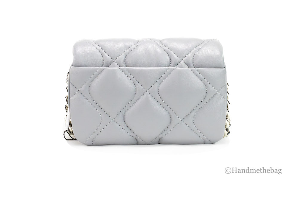 marc jacobs rock grey quilted crossbody back on white background