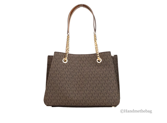 Michael Kors Teagen Large Brown PVC Long Drop Satchel