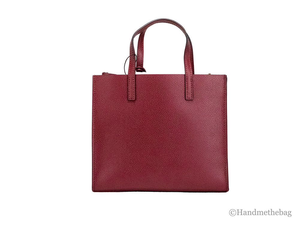 marc jacobs mini grind pomegranate tote back on white background