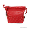 Versace Red Quilted Leather Drawstring Bucket Crossbody Bag