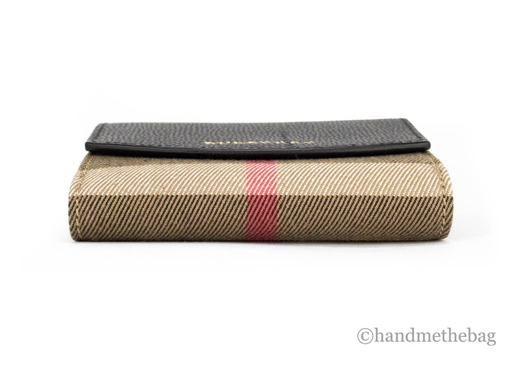 burberry luna black house check snap wallet bottom on white background