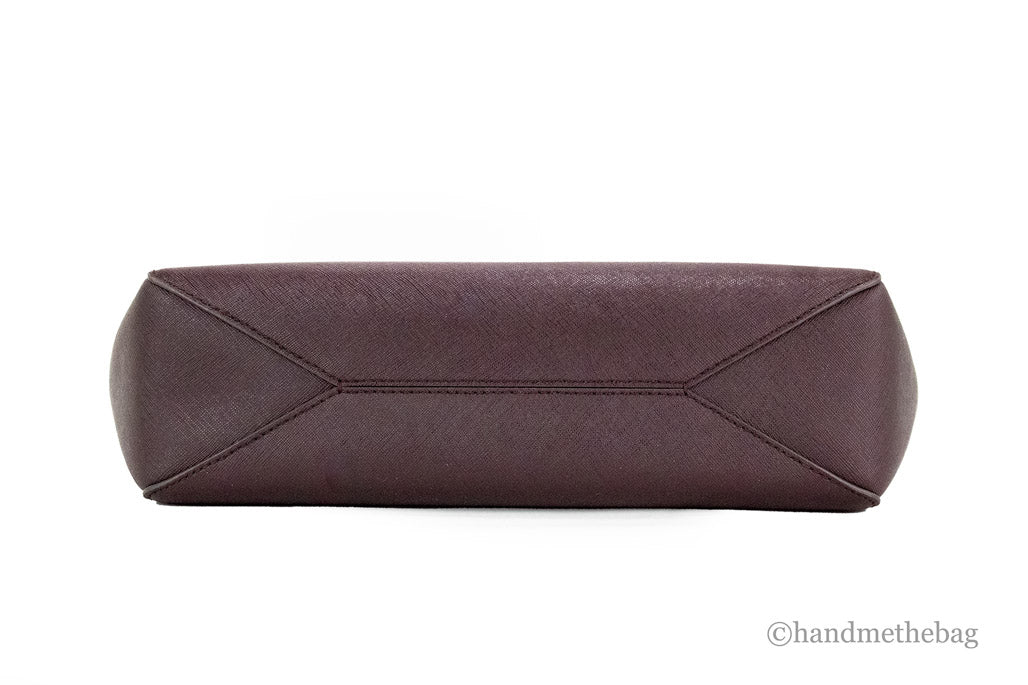 Tory Burch Emerson Small Tempranillo Saffiano Leather Tote Handbag in  Purple