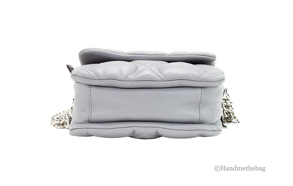 marc jacobs rock grey quilted crossbody bottom on white background