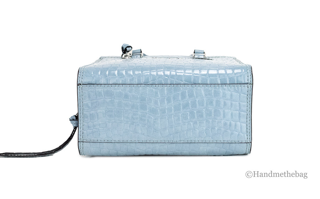 marc jacobs mini cruiser stone blue satchel bottom on white background