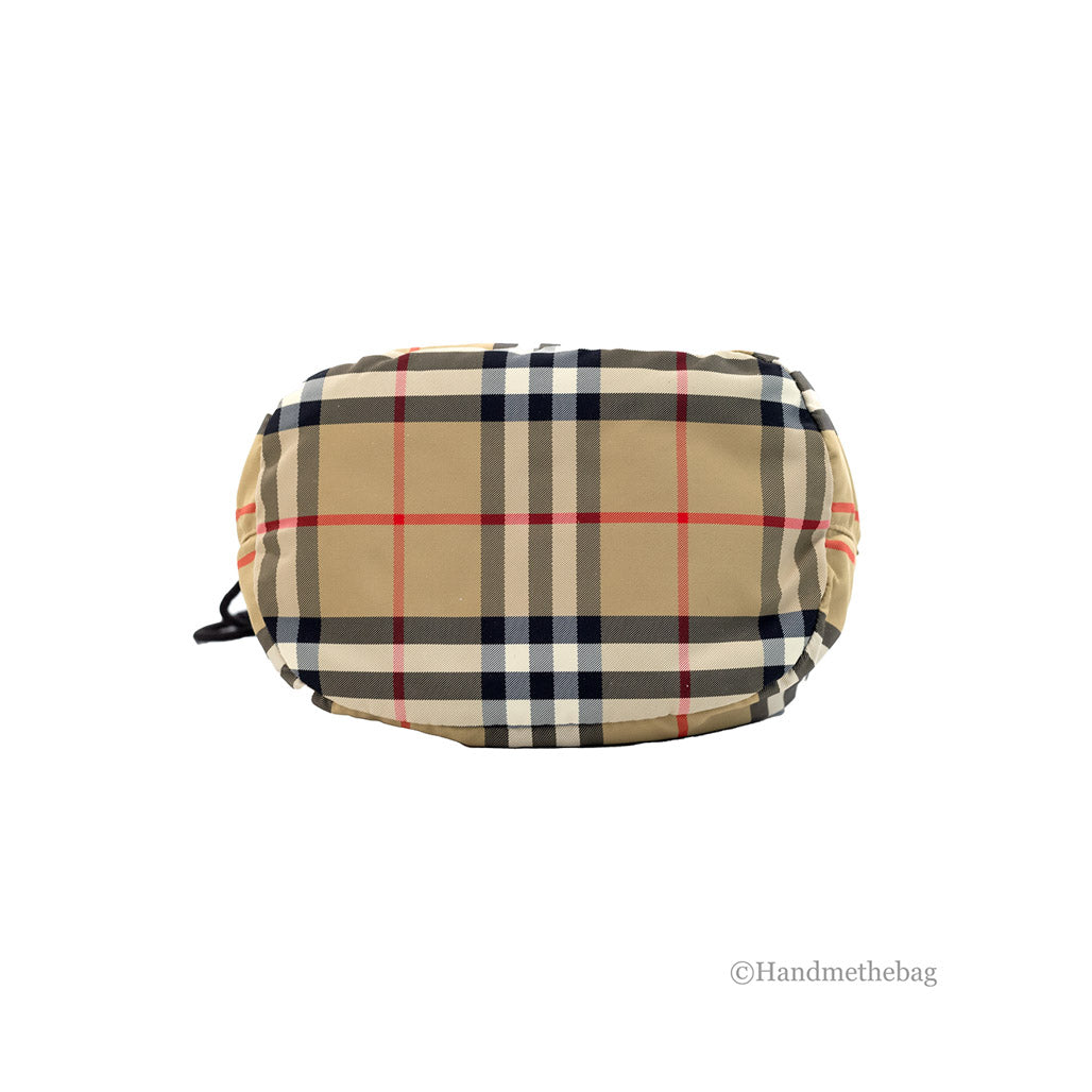 BURBERRY☆2way PHOEBE ストライプ ベージュ バケットバッグ Burberry Phoebe Nylon Drawstring Bucket Bag – handmethebag.com
