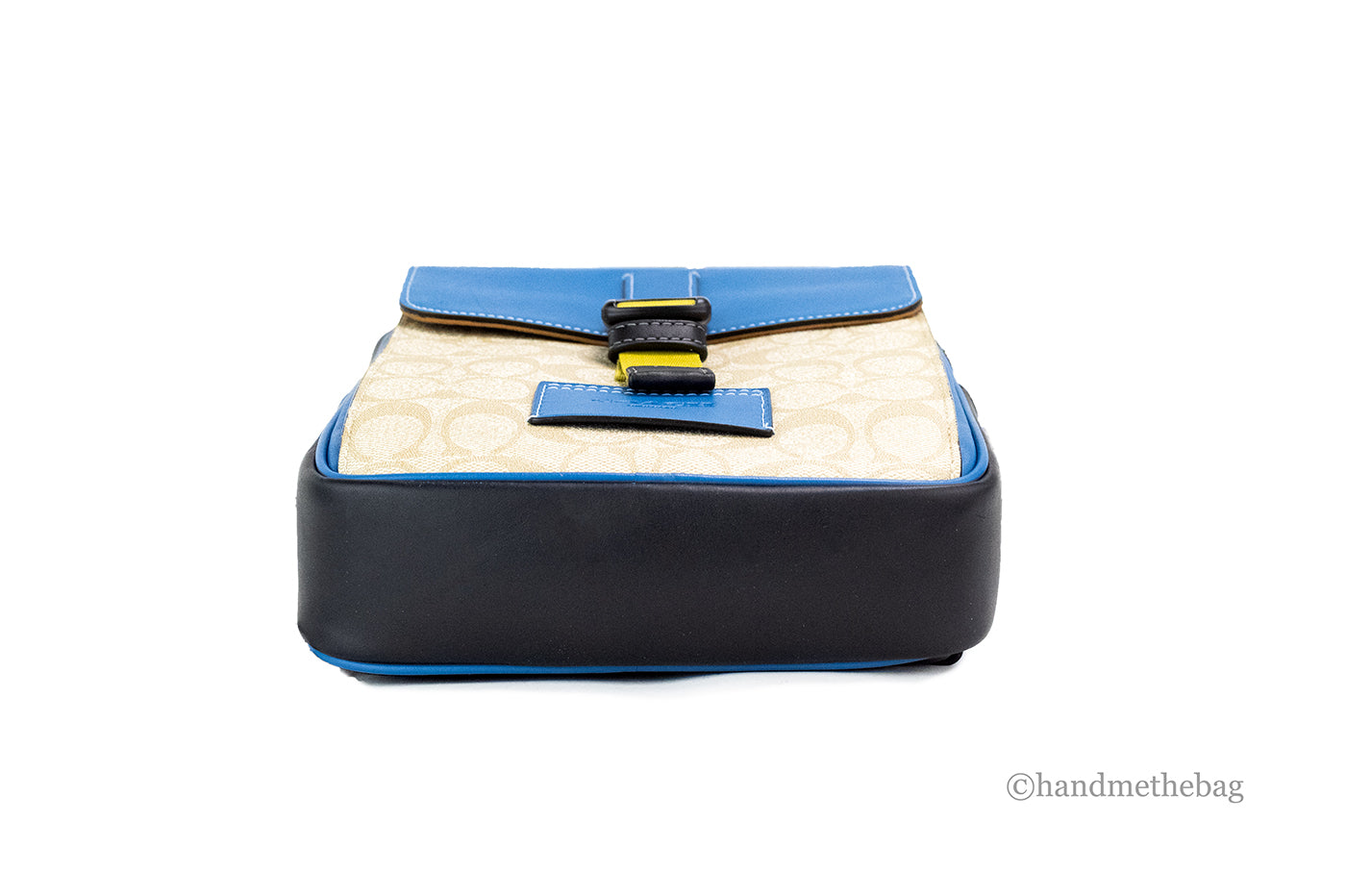Coach (CH117) Khaki Blue Jay Coated Canvas Colorblock Track Pack Shoulder Bag