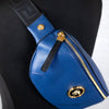 Versace Small Navy Leather Medusa Fanny Pack Belt Bag