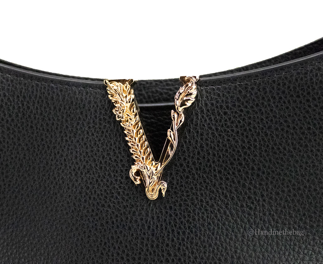 versace virtus small hobo bag detail on white background