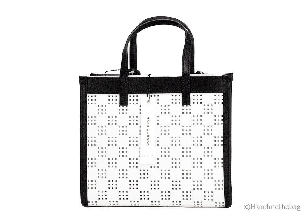 Marc Jacobs Mini Grind Cotton Perforated Leather Crossbody Tote Bag Purse