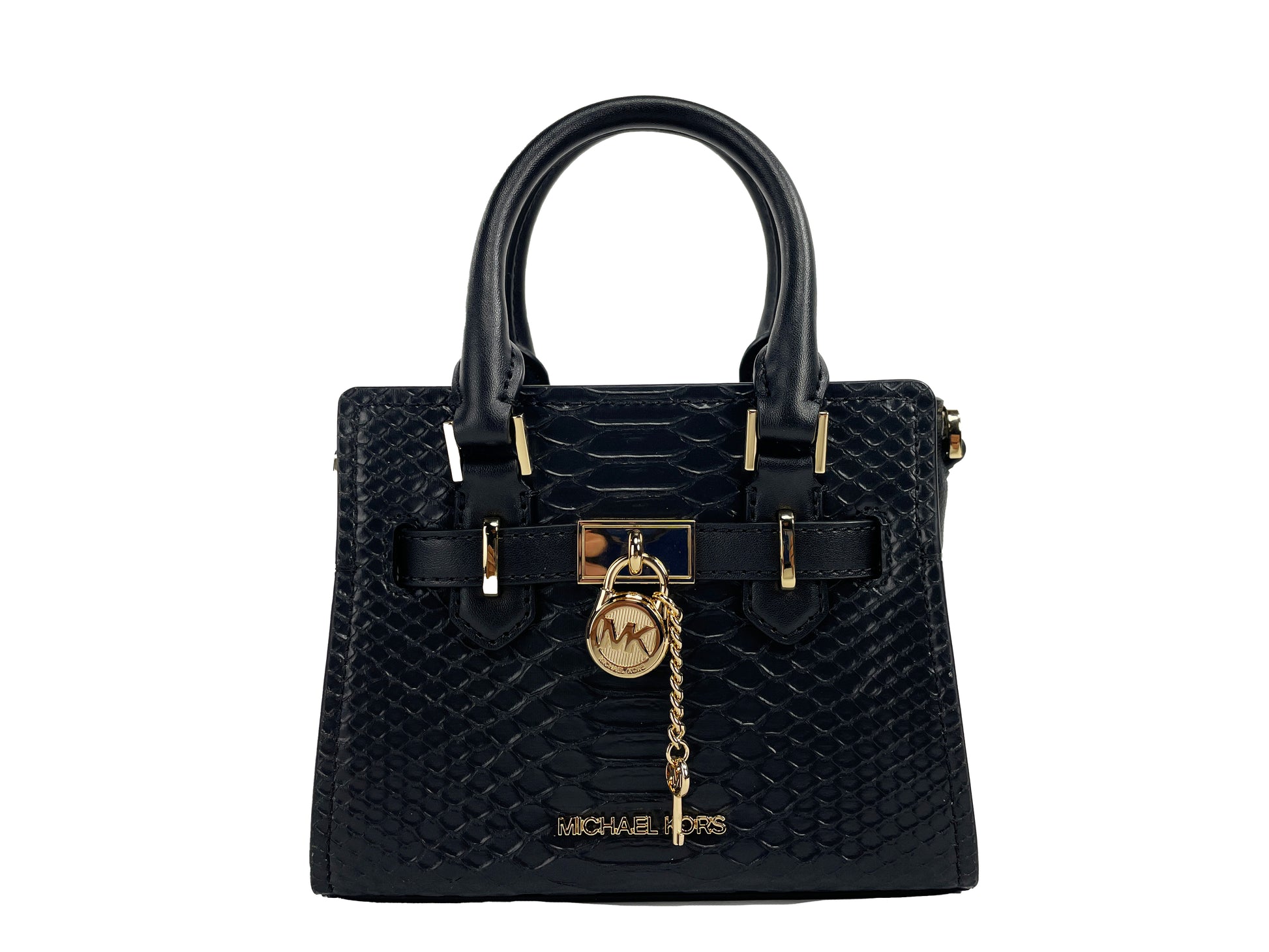 Michael Kors Hamilton XS Black Snake Satchel Bag