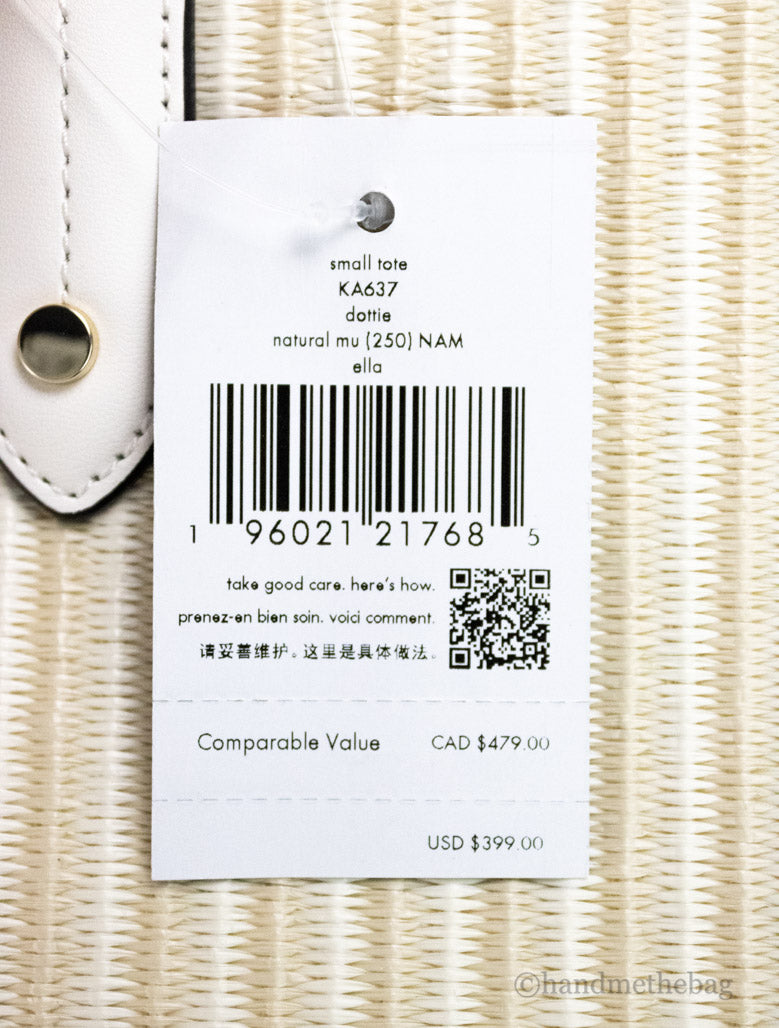 kate spade ella small ladybug tote tag on white background
