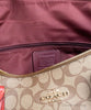 coach khaki electric red gallery tote inside on white background