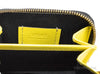 versace la greca yellow coin wallet inside on white background