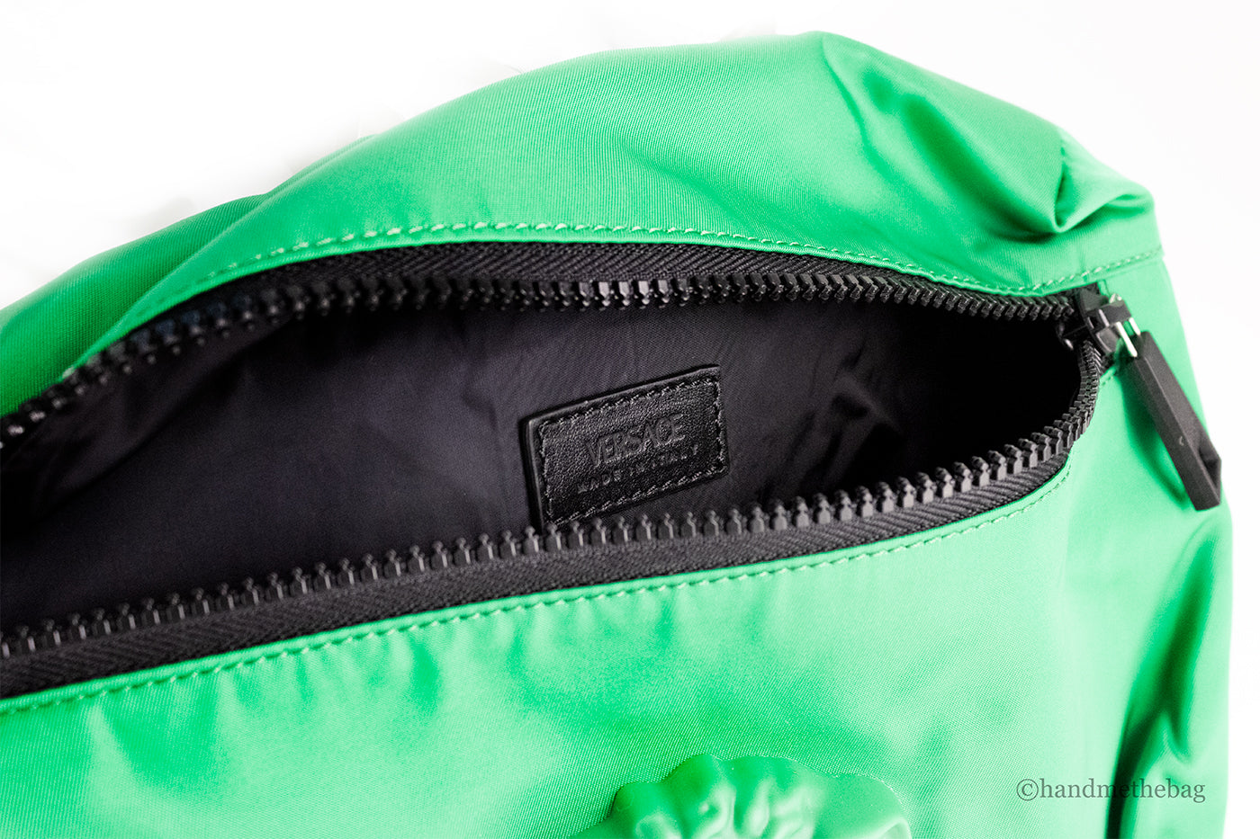 Versace Small Bright Green Nylon Matte Medusa Belt Bag