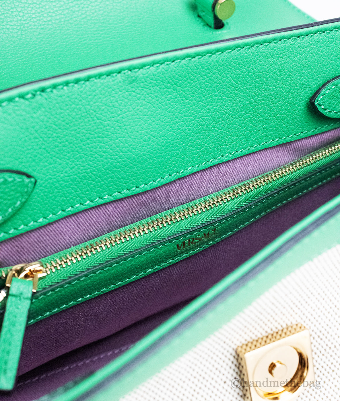 Versace Small Bright Green Rope Canvas Shopper Tote – handmethebag.com