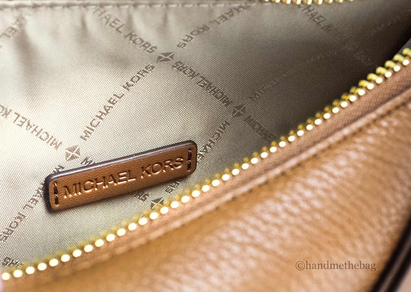 Michael Kors Dover Small Luggage Pebbled Leather Half Moon Crossbody Handbag