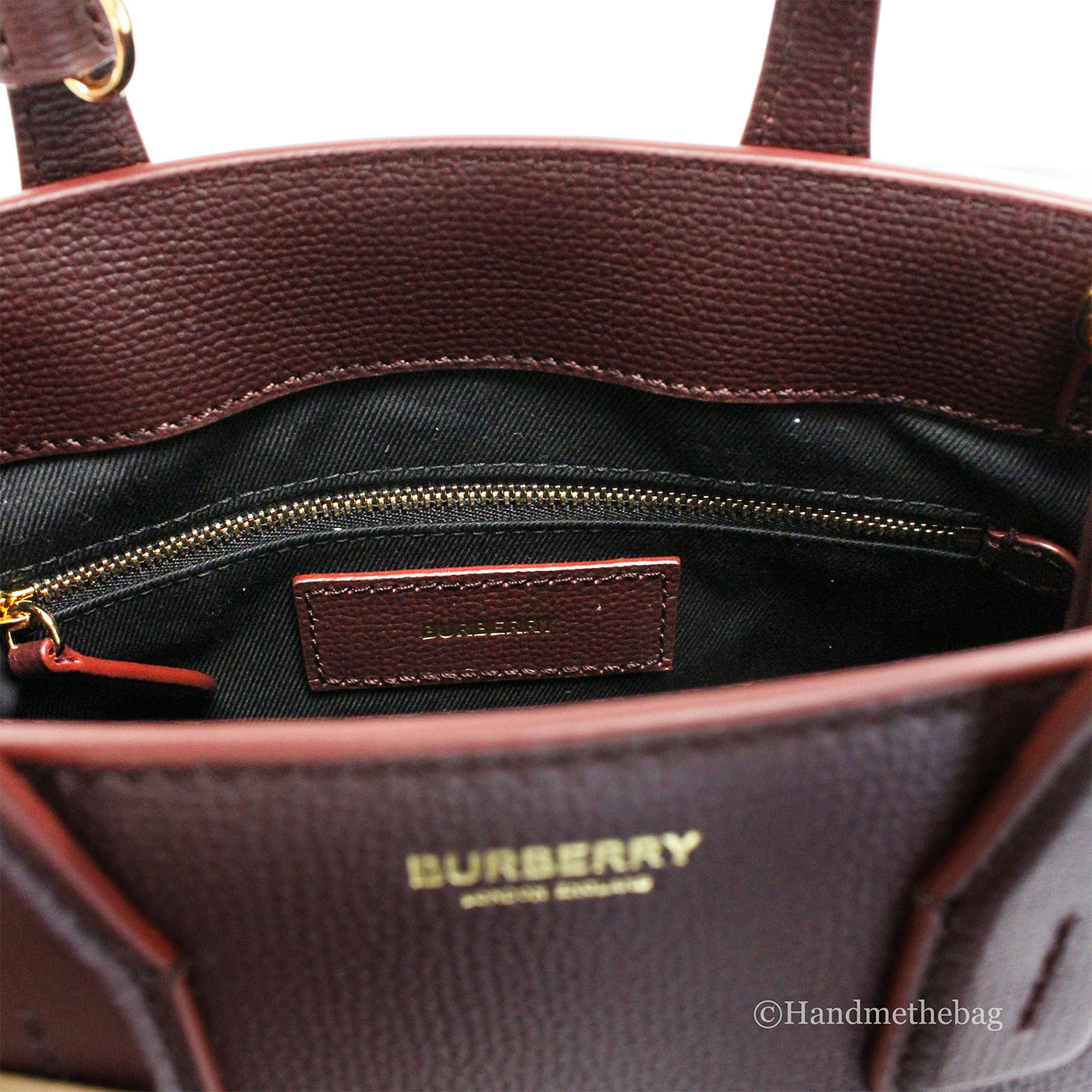 Burberry Banner Small Mahogany Red Leather Tote Crossbody Bag
