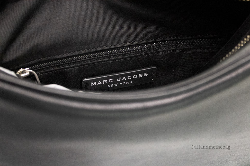 marc jacobs tempo black shoulder bag inside on white background