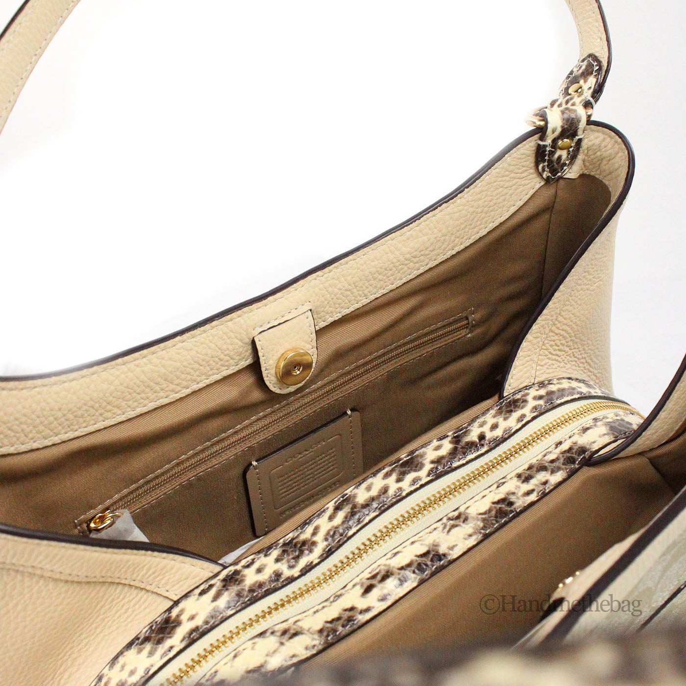 Coach Kristy Snakeskin Leather Triple Compartment Shoulder Bag