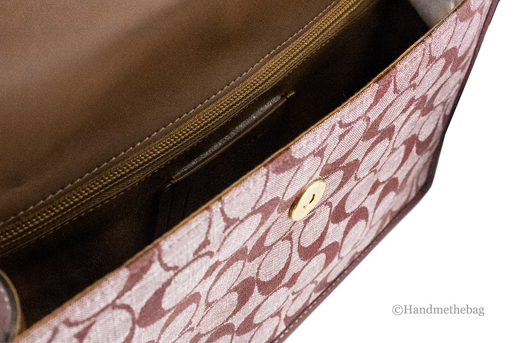 Coach (CH828) Turner Wine Signature Chambray Canvas Flap Crossbody Handbag