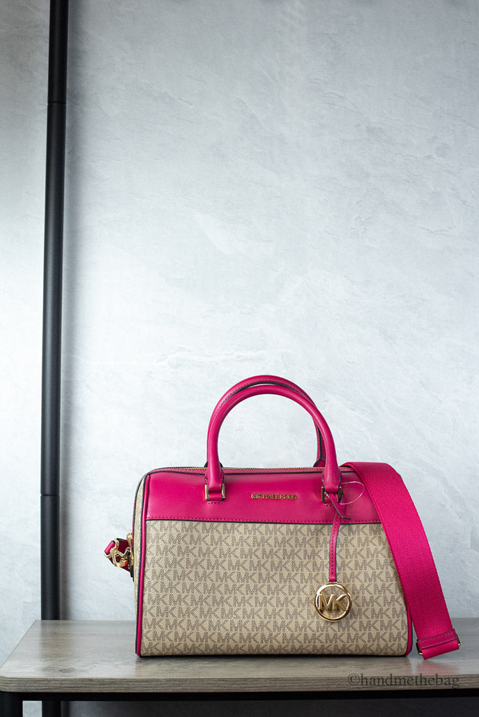 Michael Kors Travel Medium Carmine Pink Signature Duffle Bag