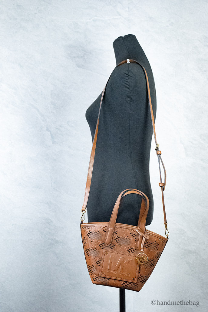 Michael Kors Kimber Small Luggage Vegan Leather 2-in-1 Zip Tote Messenger Bag