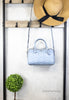 coach rowan cornflower canvas satchel hanging