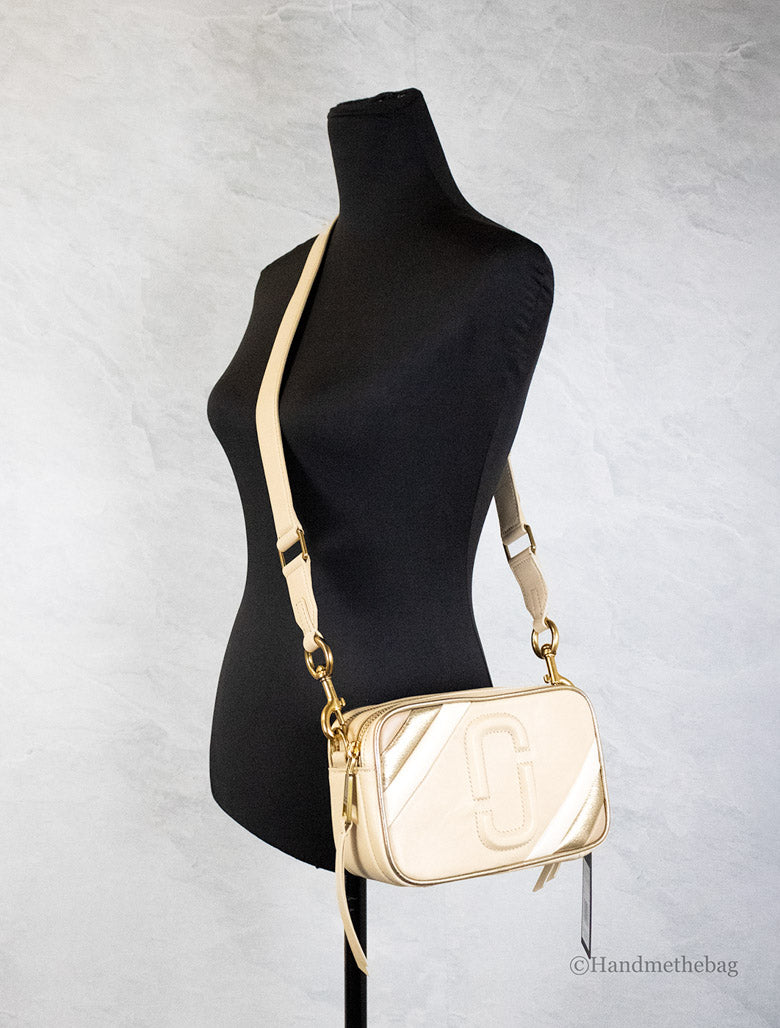 marc jacobs the moto shot 21 curds and whey crossbody on mannequin