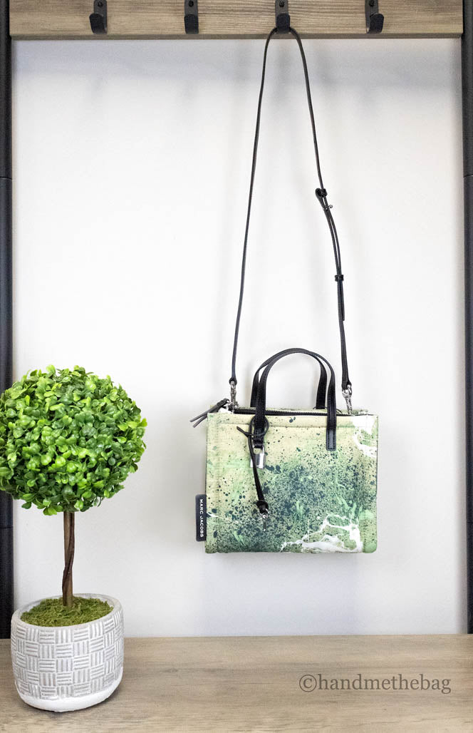 marc jacobs green splatter paint tote hanging