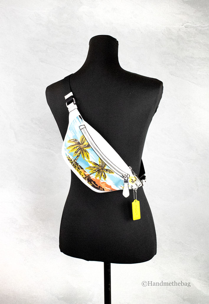 coach warren hawaii print belt bag on mannequin