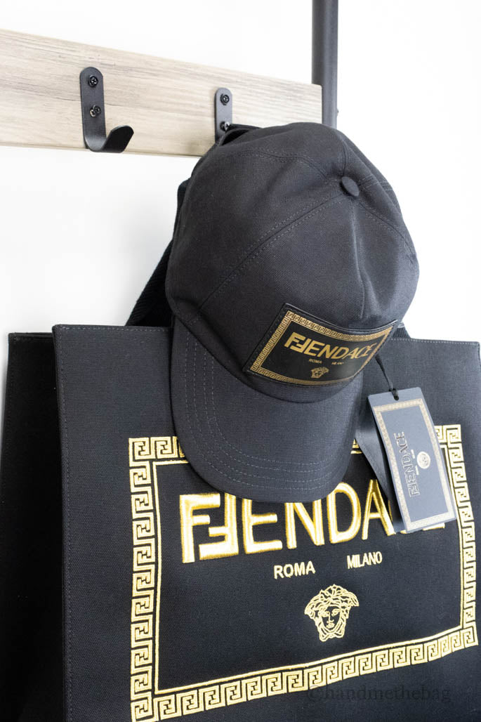Fendi X Versace Fendace Black Cotton Adjustable Baseball Hat
