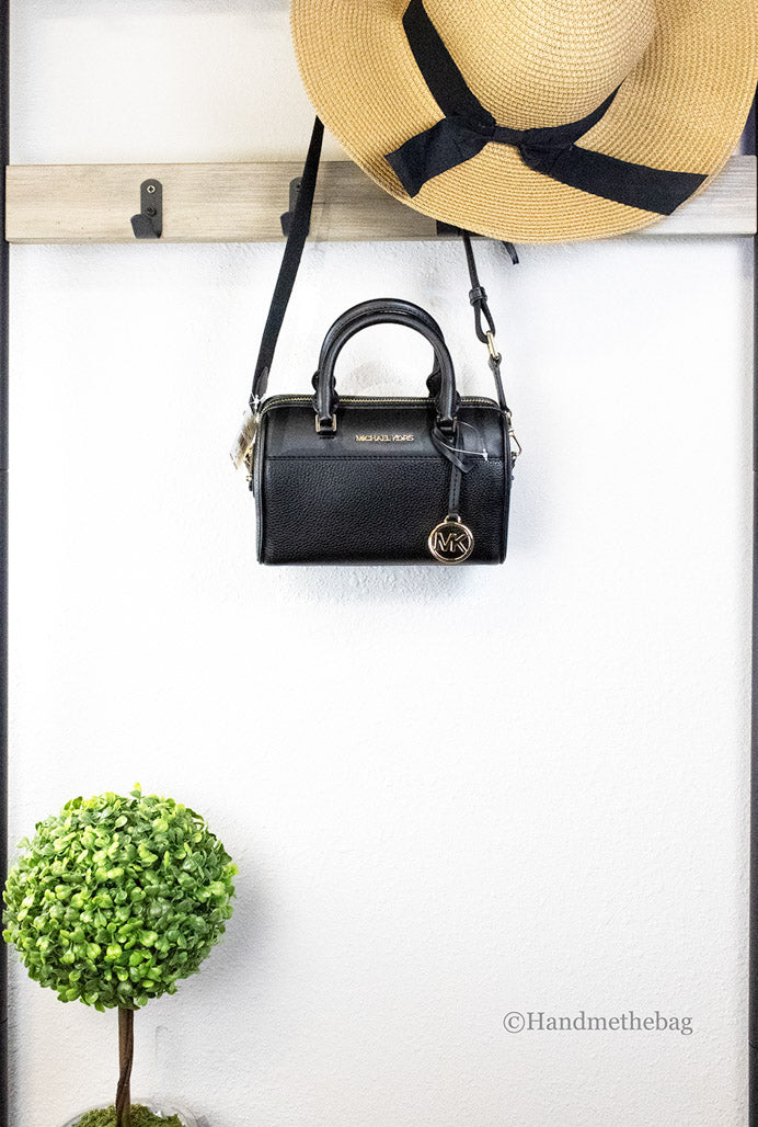 michael kors travel xs black duffle crossbody hanging