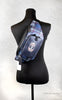 coach track navy plaid belt bag on mannequin