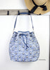 MCM Large Blue Denim Drawstring Bucket Bag
