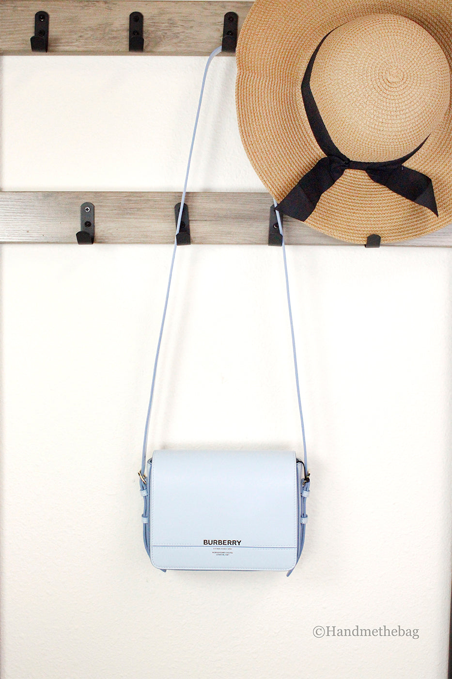 Burberry Grace Small Pale Blue Leather Flap Crossbody Bag