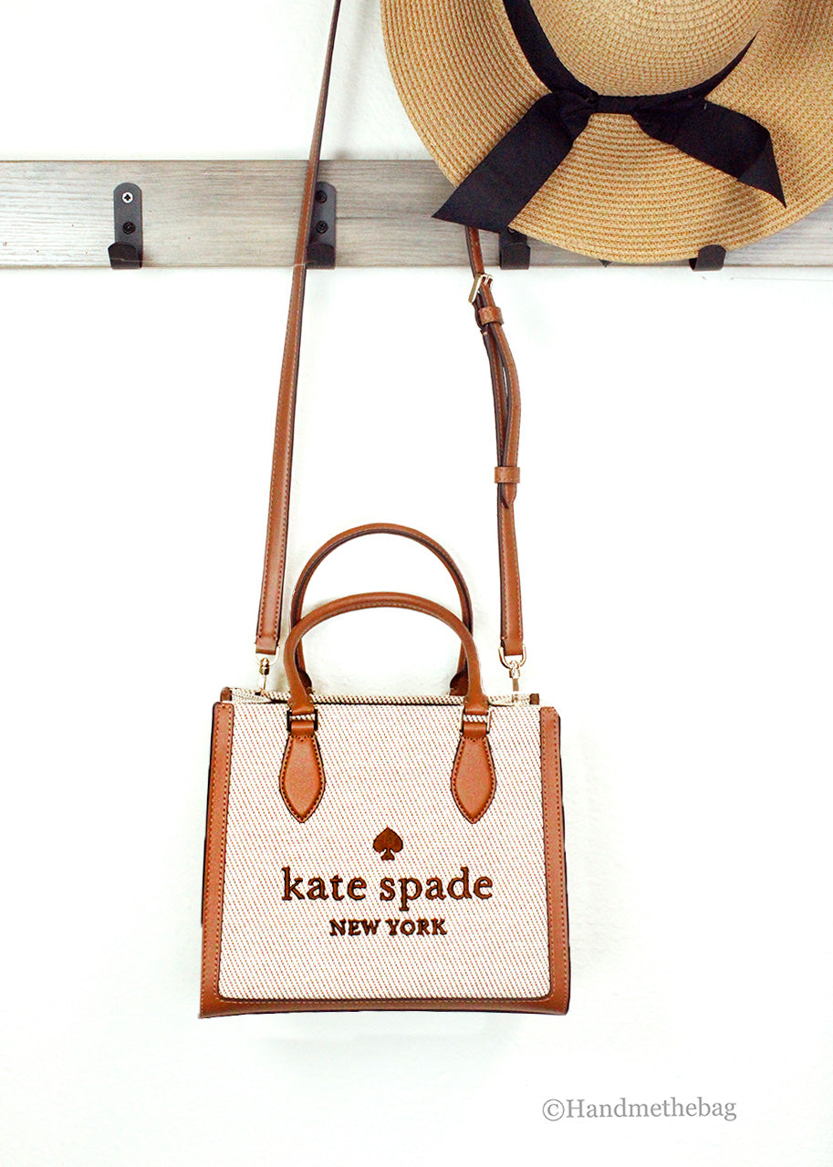 Kate Spade Ellie Small Warm Gingerbread Canvas Crossbody Tote