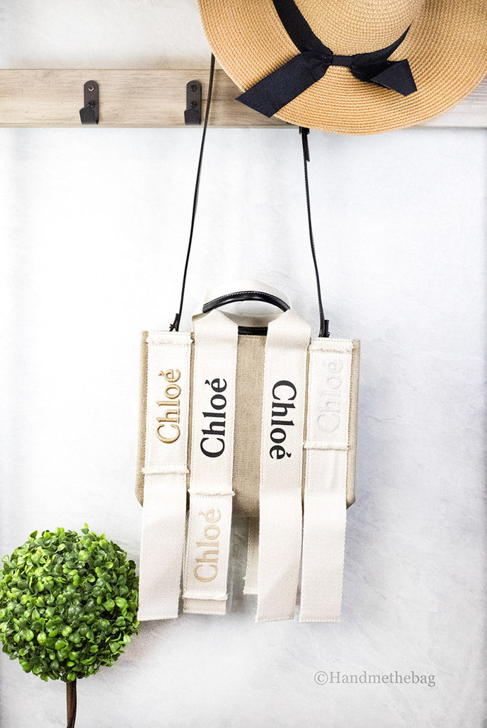 Chloe Small Undone Straps Canvas Sand Woody Tote Bag