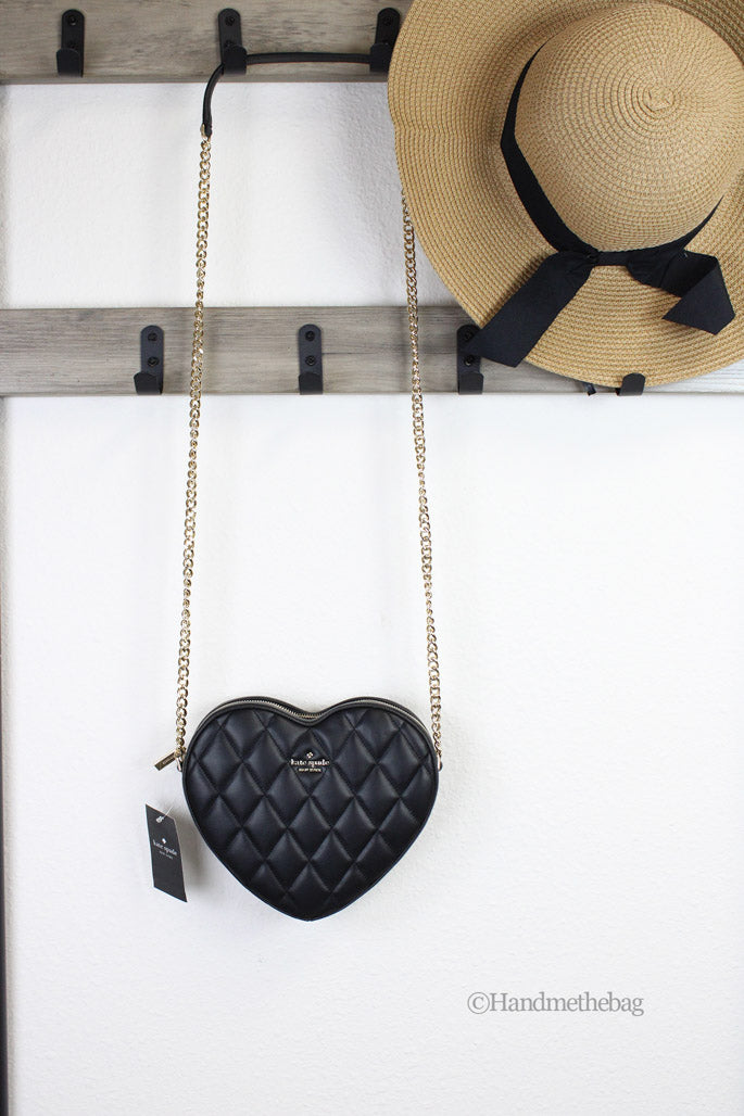 KATE SPADE Love Shack Heart Quilted Leather Crossbody Bag Black