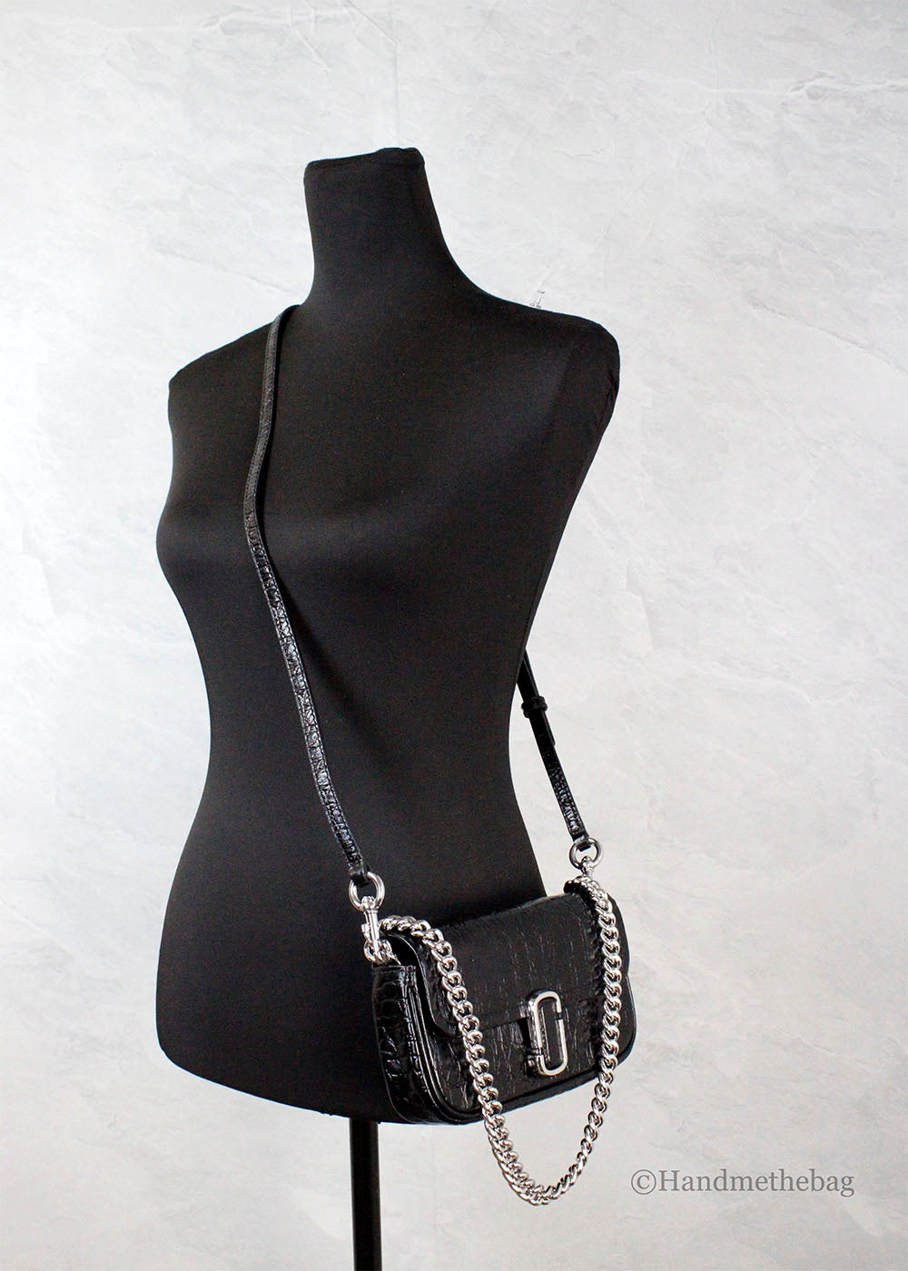 Marc Jacobs The Mini Shoulder Bag Black Embossed Crossbody