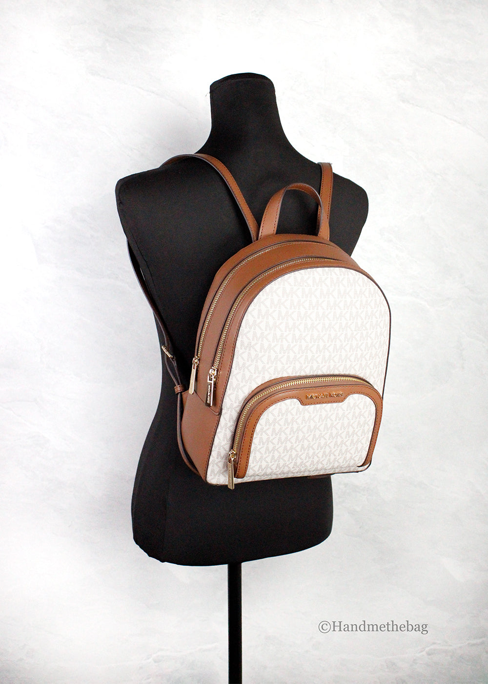 Michael Kors Jaycee Medium Vanilla Signature PVC Backpack Bookbag