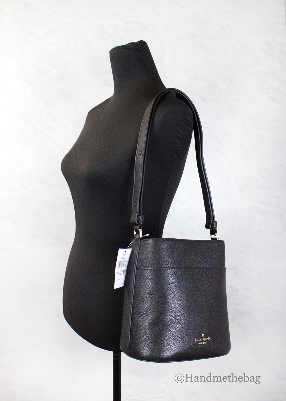 Kate Spade Leila Small Black Leather Bucket Crossbody Bag