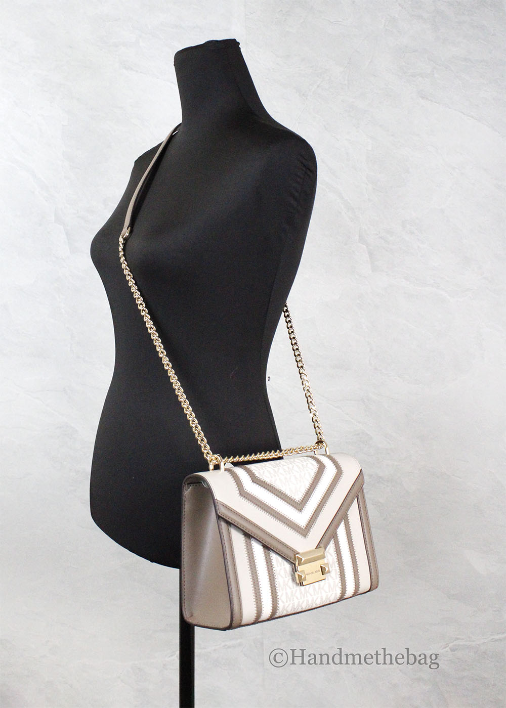 Michael Kors Whitney Medium Vanilla Color-Block Chain Shoulder Bag