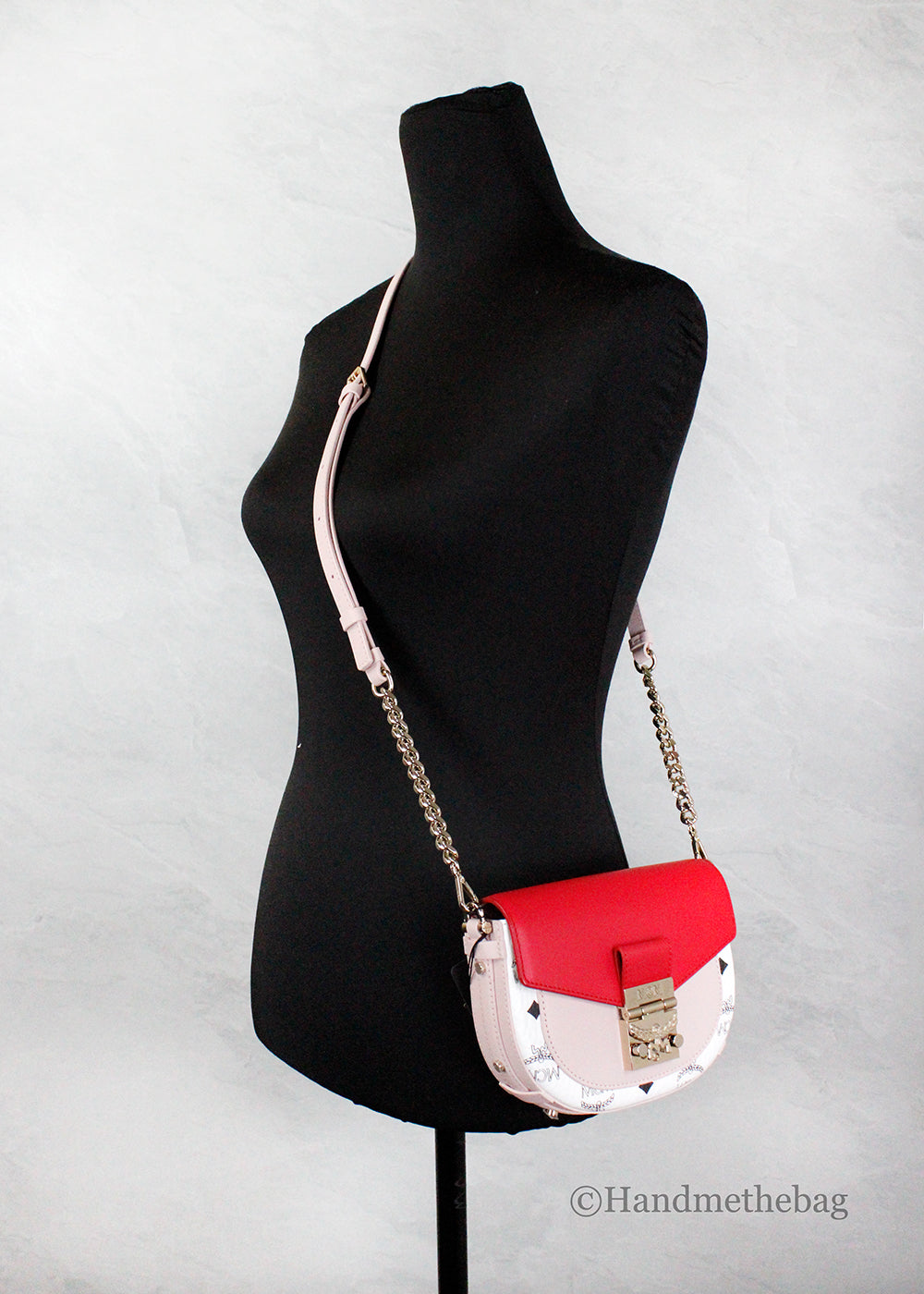 MCM Patricia Mini Firefly Red Visetos Leather Belt Bag