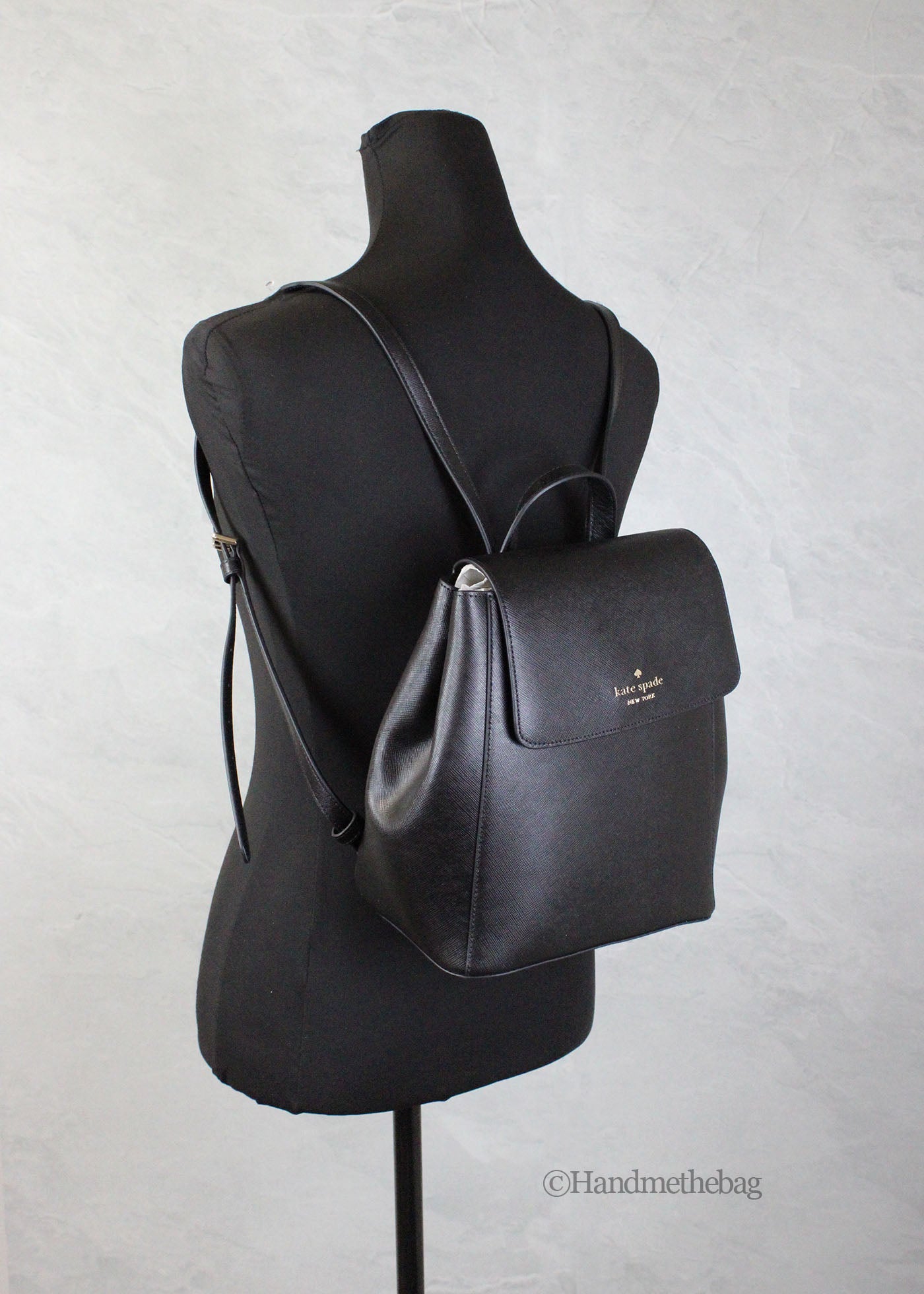 Kate Spade Madison Black Leather Medium Flap Backpack