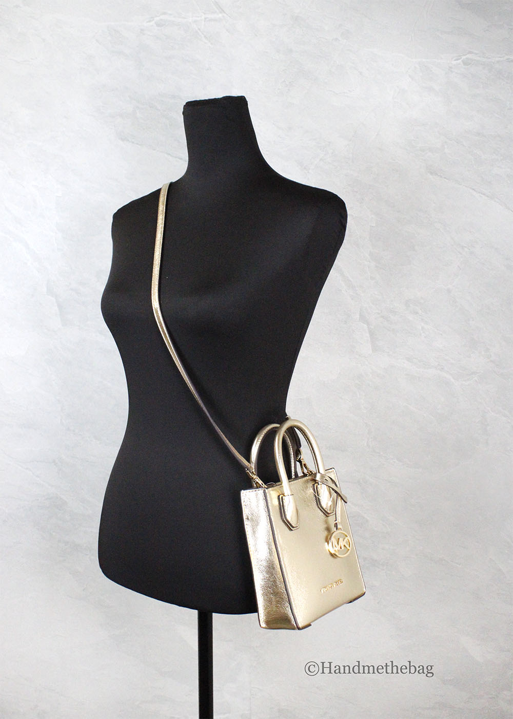 Michael Kors Mercer XS Pale Gold North South Crossbody Bag